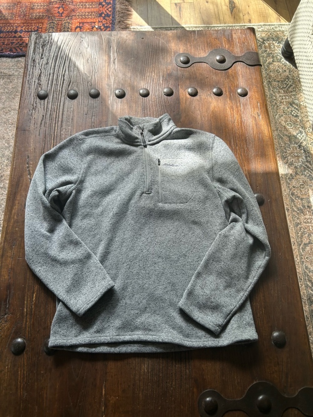 Eddie Bauer Gray Quarter-Zip Fleece Pullover